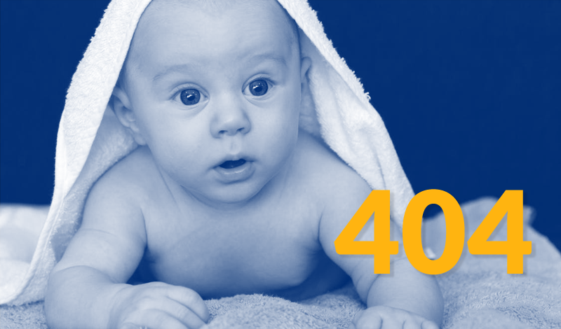 Surprised baby with a towel on his head, page not found image